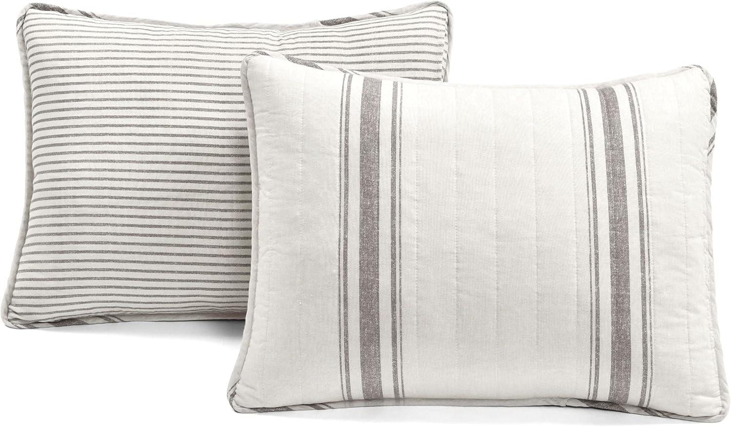 Farmhouse Striped Reversible Quilt Bedding Set - Lush Décor