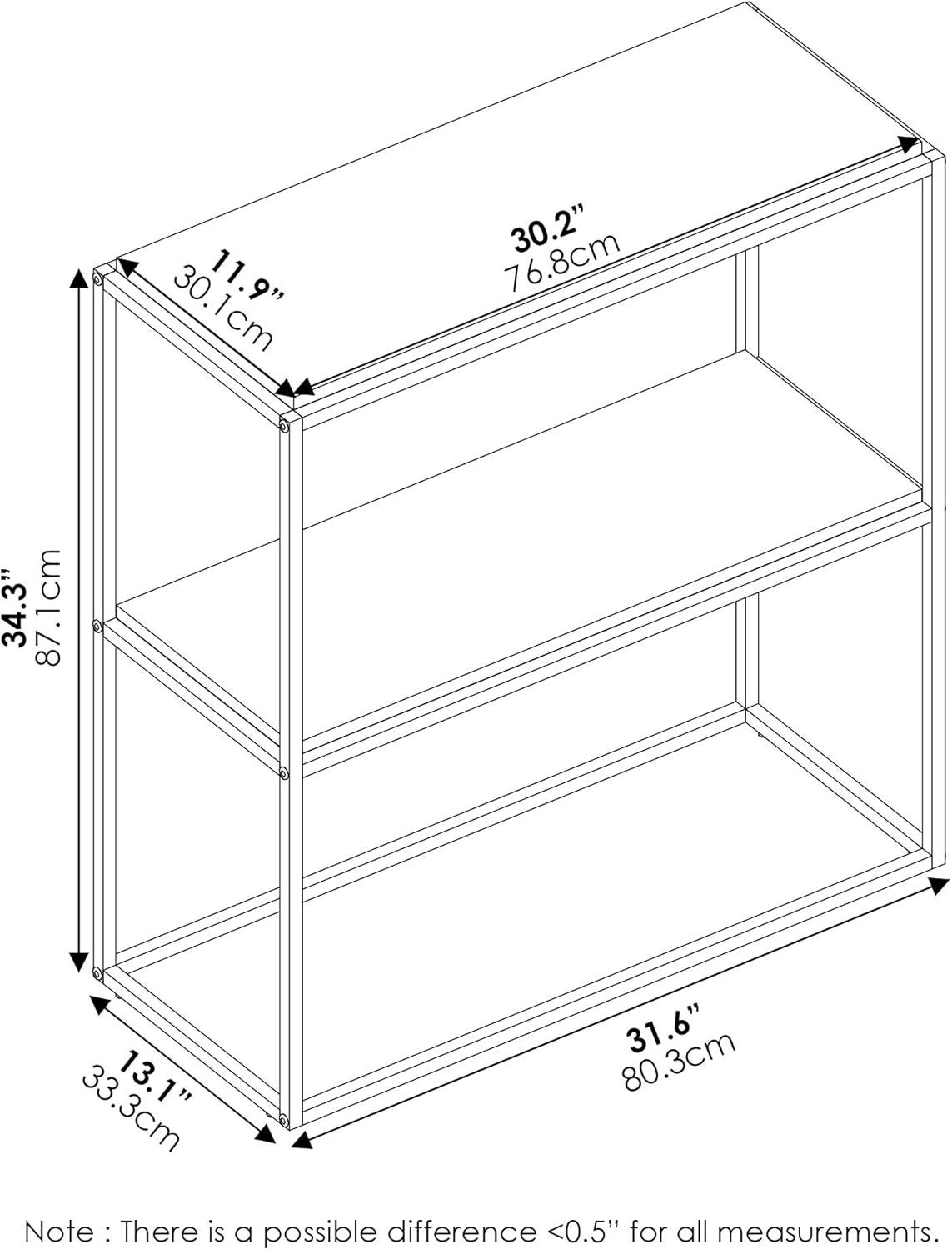 Furinno 31.57 W x 13.11 D x 34.29 H 2-Shelf Decorative Shelves, Columbia Walnut