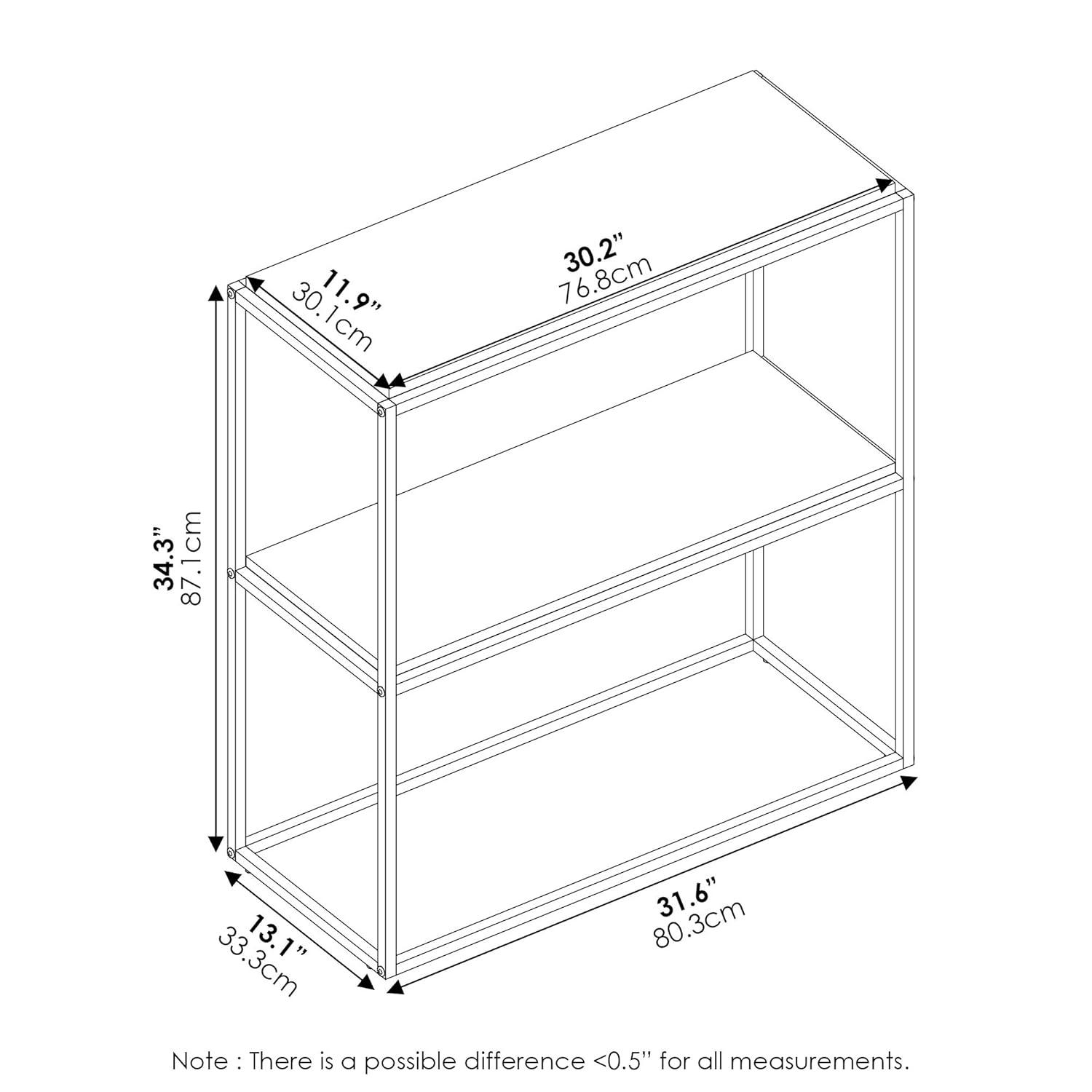 Furinno 31.57 W x 13.11 D x 34.29 H 2-Shelf Decorative Shelves, Columbia Walnut