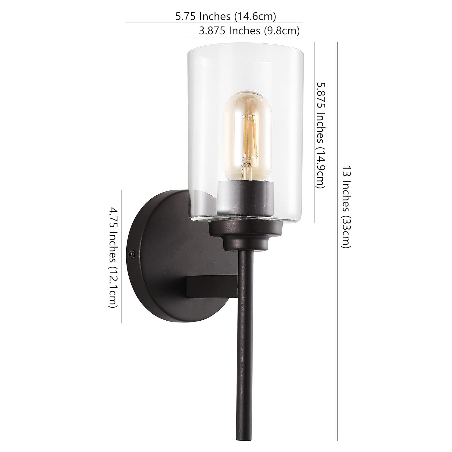 JONATHAN Y Juno 13" 1-Light Farmhouse Industrial Iron Cylinder LED Sconce, Oil Rubbed Bronze/Clear