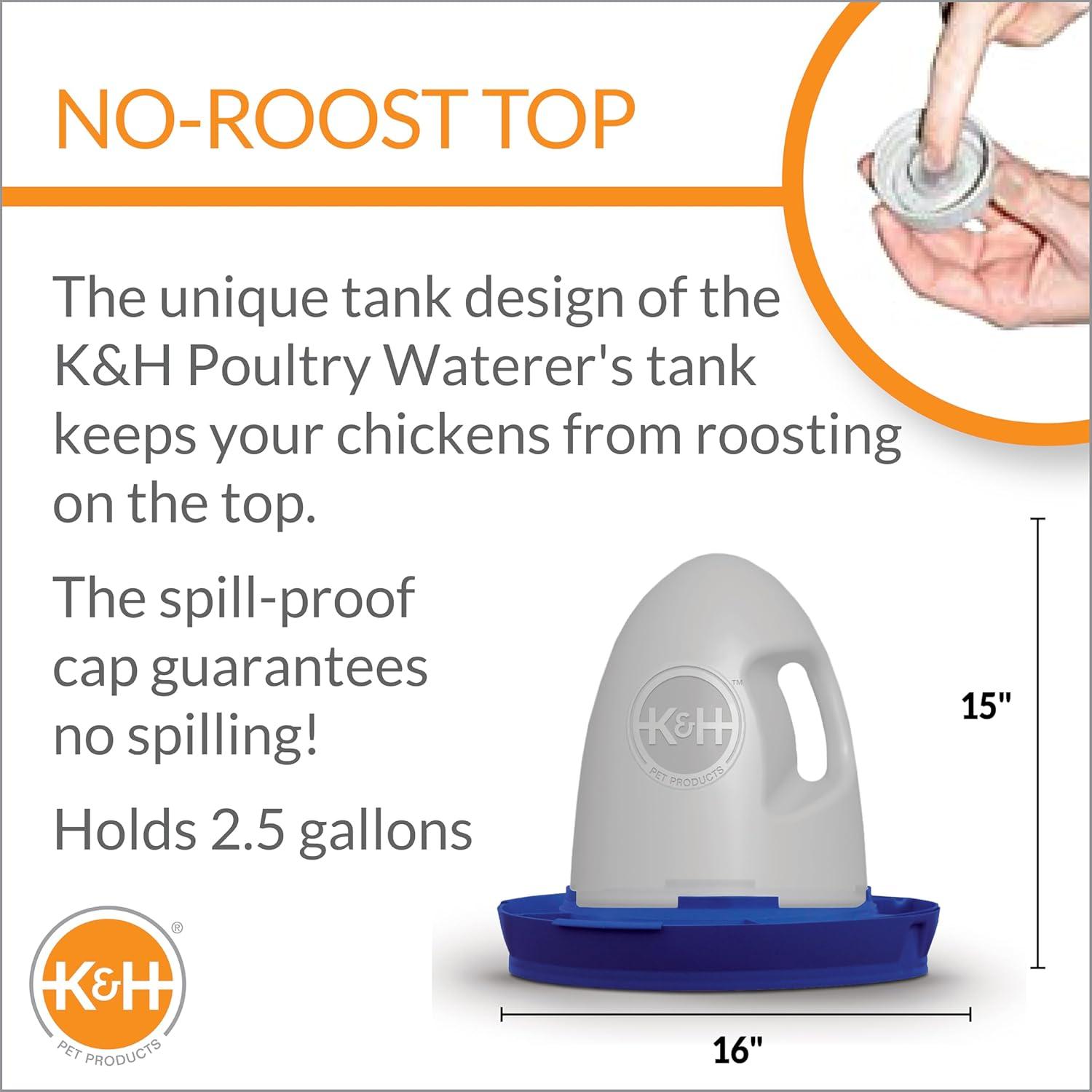 K&H Pet Products Poultry Waterer Unheated Blue 2.5 Gallons