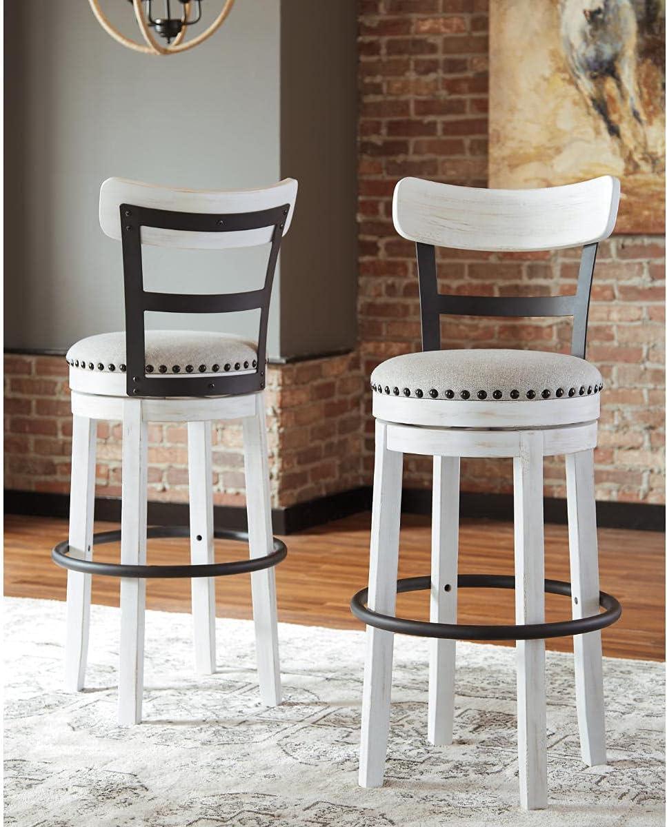 Gracie Oaks Design by Ashley Valebeck Modern Swivel Counter Height Barstool, Whitewash