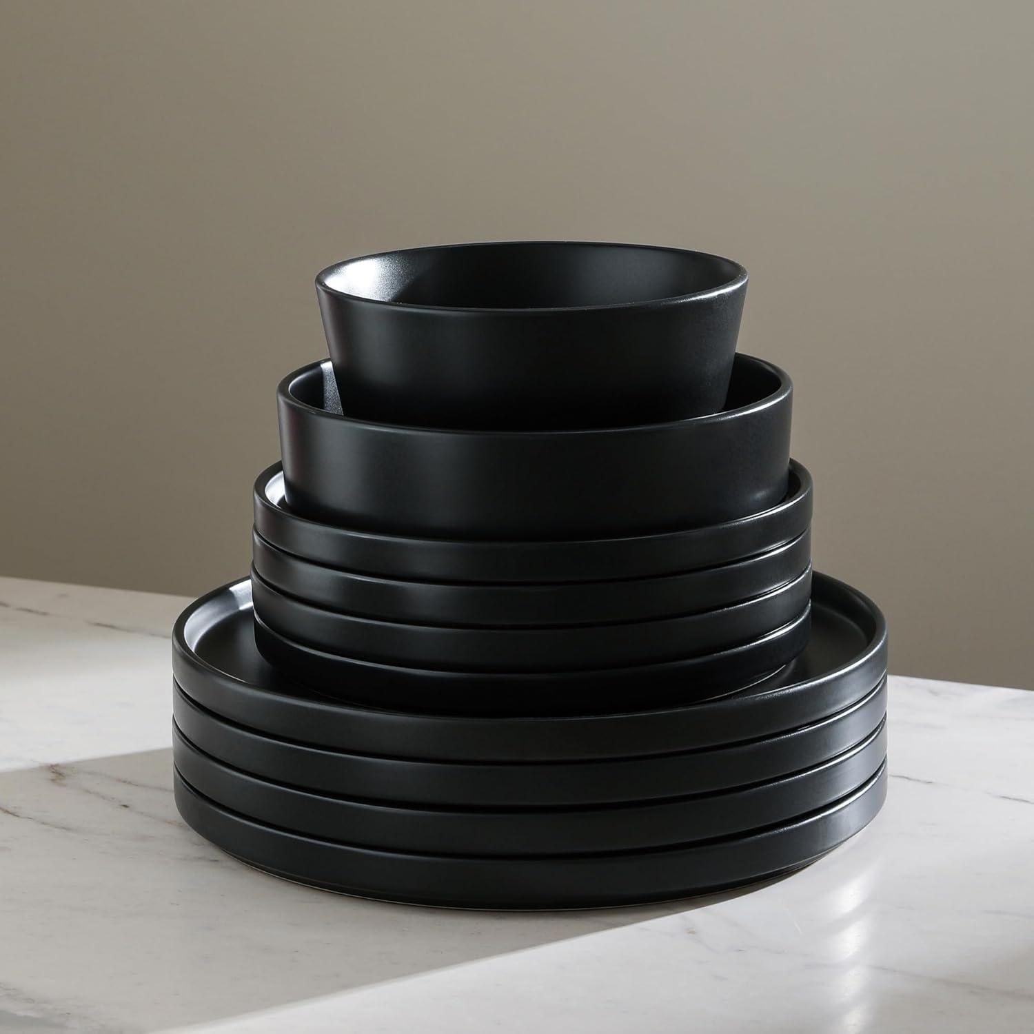 Black Ceramic 32-Piece Dinnerware Set for 8