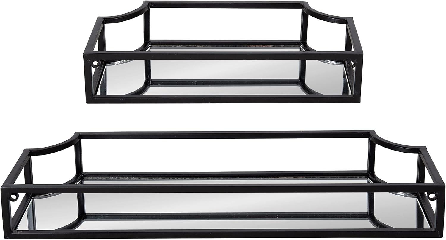 Kate and Laurel Ciel Scalloped Metal Floating Shelf, 2 Piece, Black