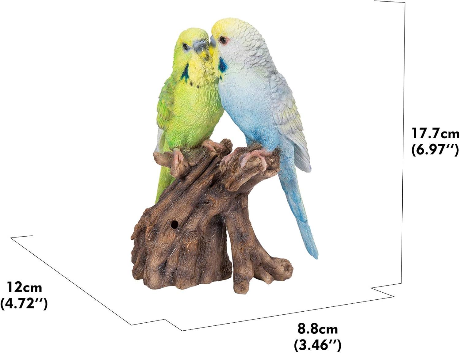 Motion Activated Singing Couple Budgerigar on Stump