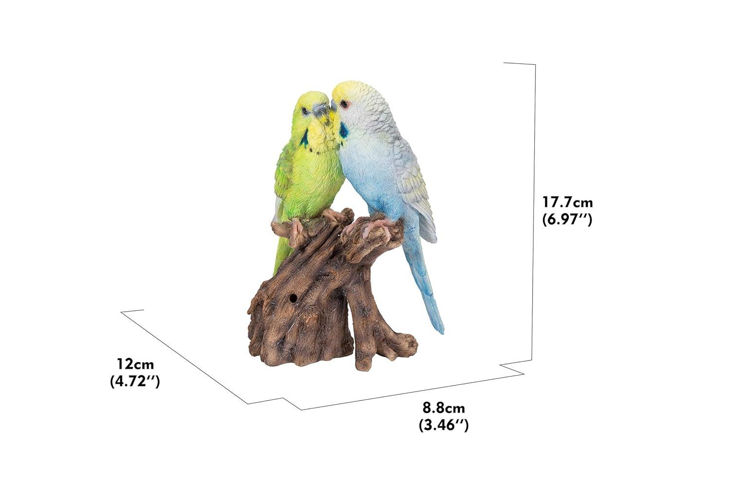 Hi-Line Gift Ltd. Motion Activated Singing Couple Budgerigar on Stump