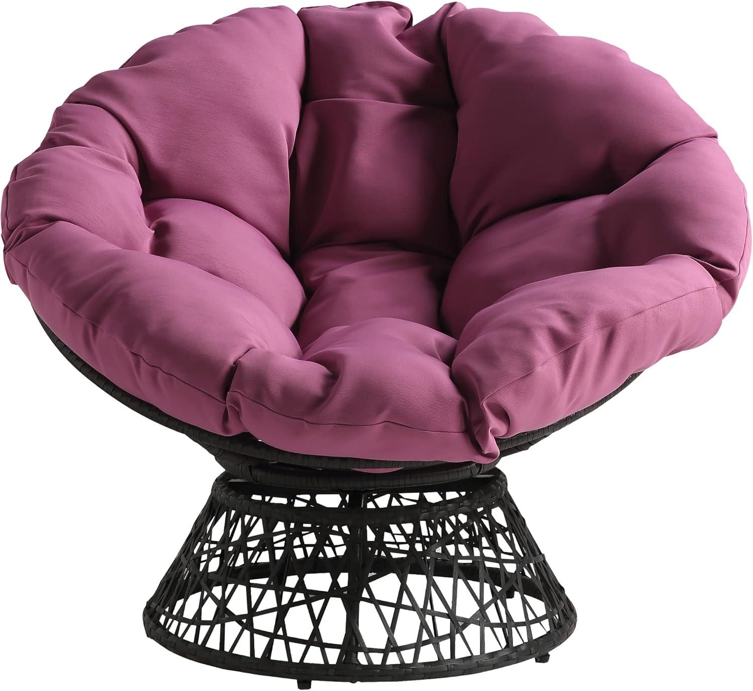 Papasan Chair with Purple cushion and Gray Wicker Resin Frame