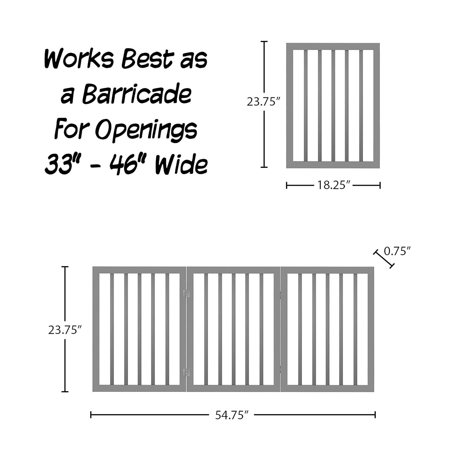 Indoor Pet Gate - 3-Panel Folding Dog Gate for Stairs or Doorways - 54x24-Inch Freestanding Pet Fence for Cats and Dogs by PETMAKER (Gray)