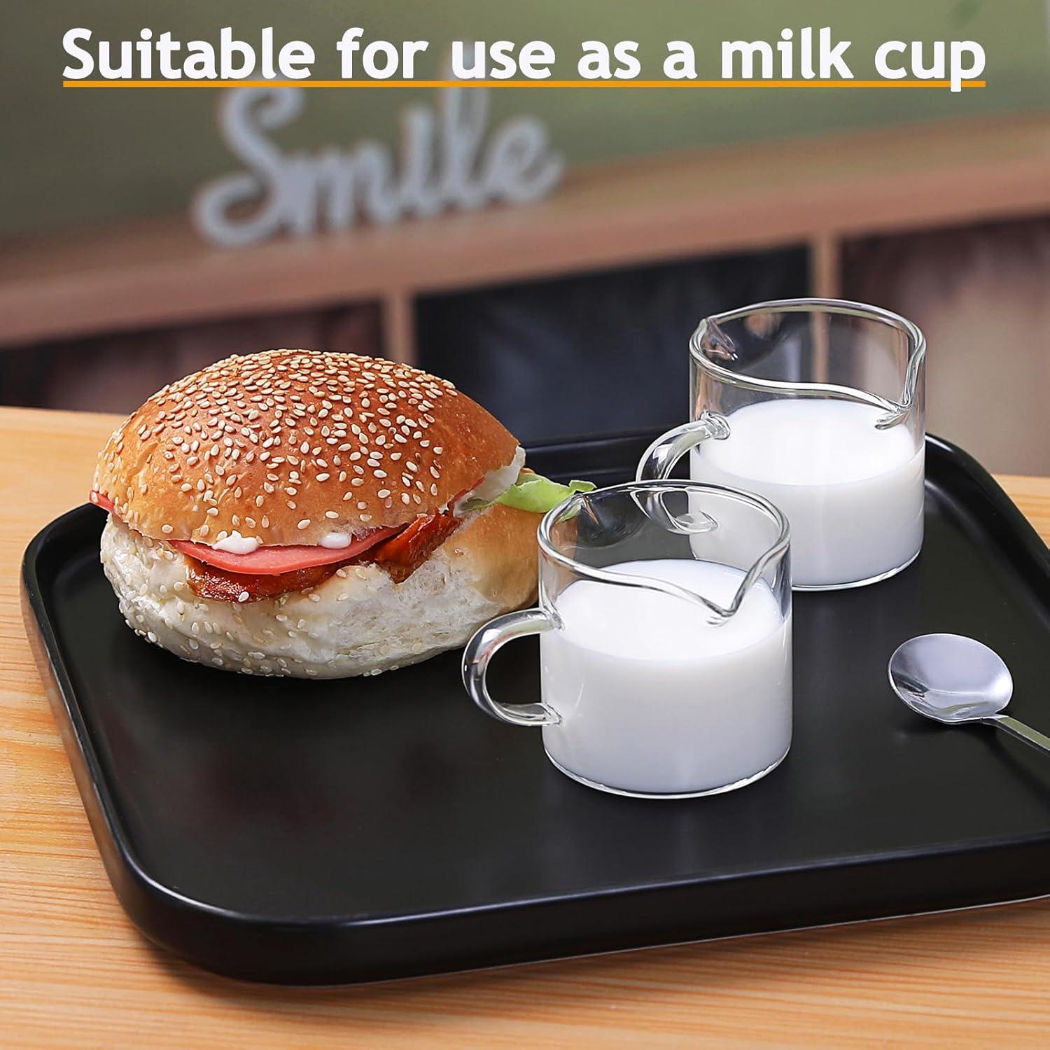 Espresso Cups Set of 2, 4 oz Double Spouts Cup, Espresso Shot Glasses with Handle, V-Shaped Spout Milk Cup, Borosilicate Glass, Mini Clear Glasses for Coffee Bar, Machine Accessories