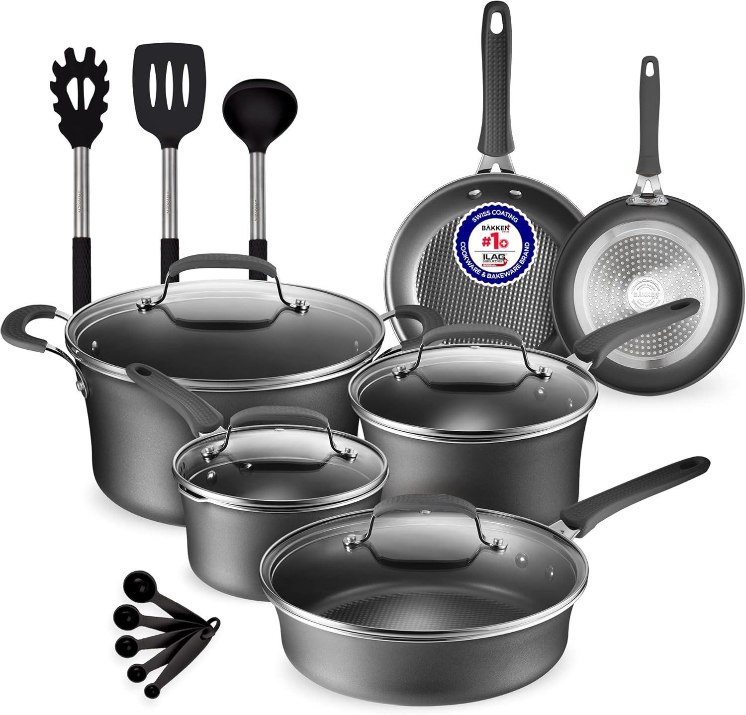 Lifemaster 14 - Piece Non-Stick Carbon Steel Cookware Set
