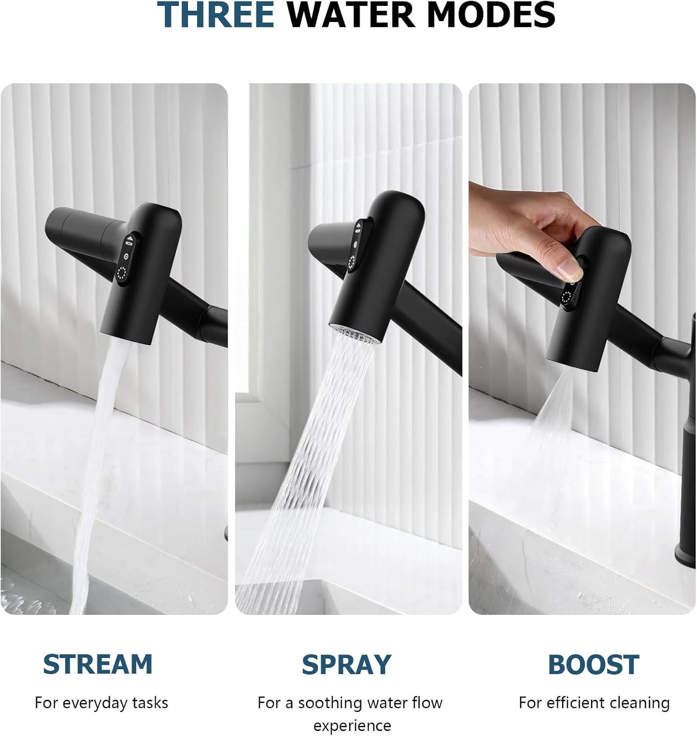 Lefton BF2204-3 Lefton Rotatable Single Hole Bathroom Faucet with Temperature Display BF2204