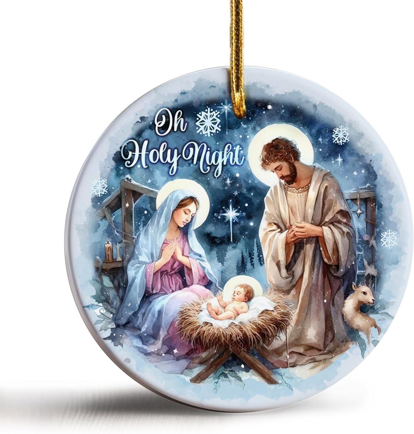 3-Inch Porcelain Nativity Scene Christmas Ornament