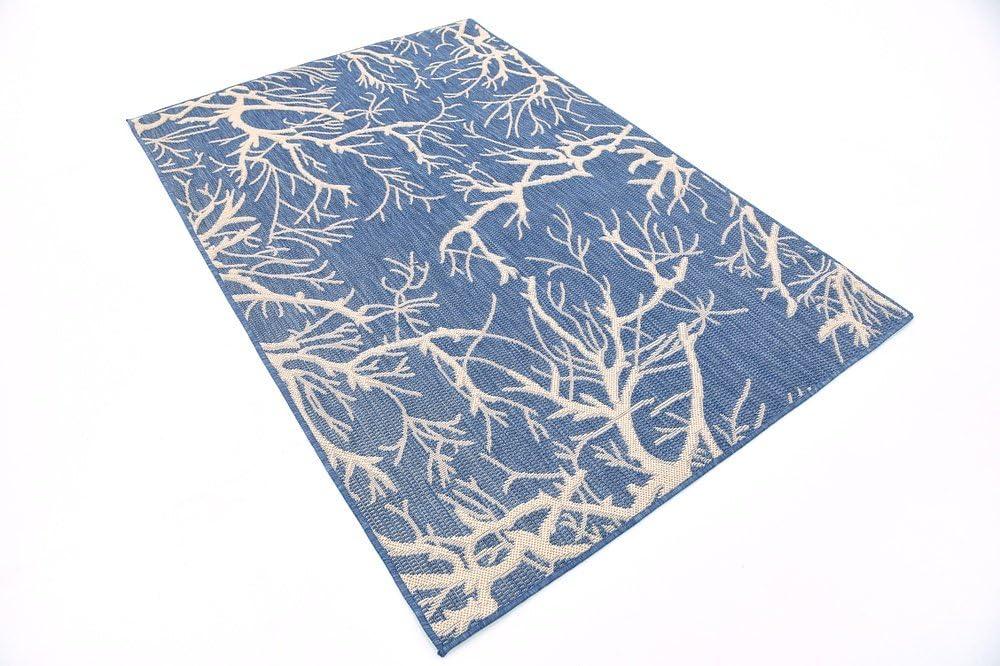 Unique Loom Outdoor Botanical Collection Area Rug - Branch (4' 1" x 6' 1" Rectangle Blue/Beige)