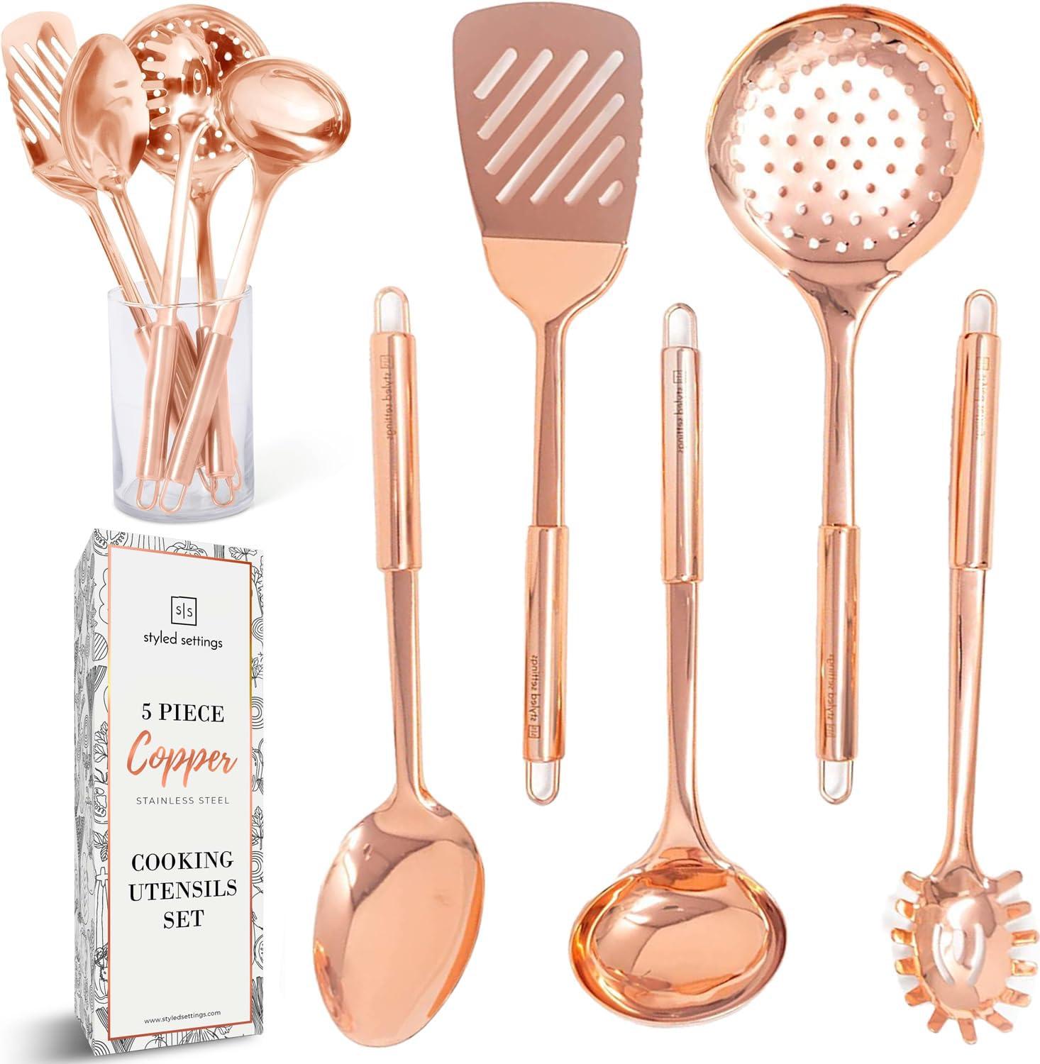 Styled Settings Copper Stainless Steel Cooking Utensils Set