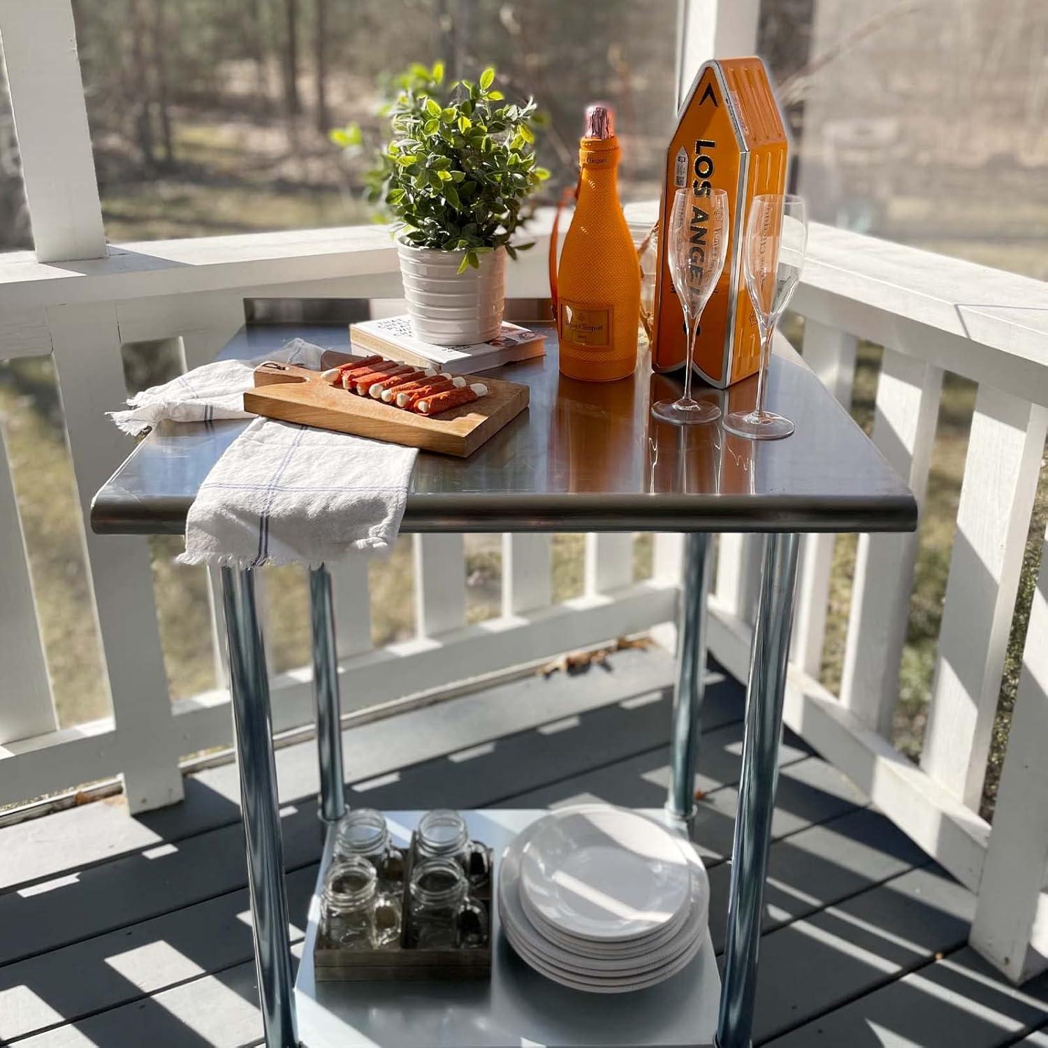 Hally 24 x 30 Inch Stainless Steel Prep Table with Undershelf and Backsplash