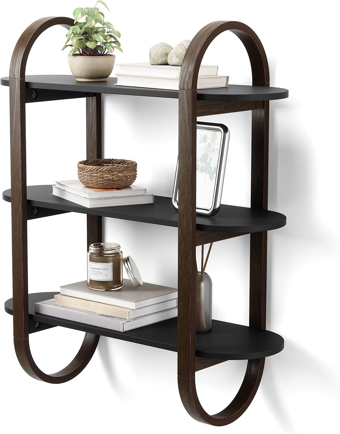 Bellwood Black Walnut 3-Tier Floating Wall Shelf