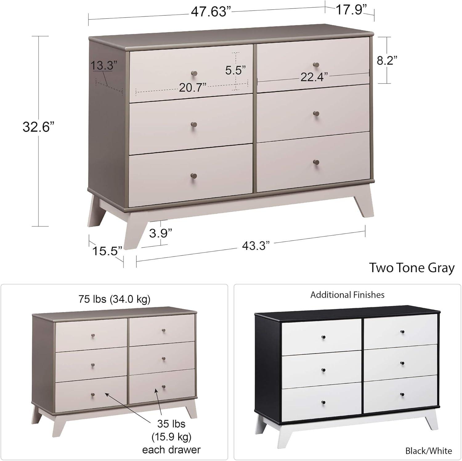 Rowan Valley Flint 6 Drawer Double Dresser