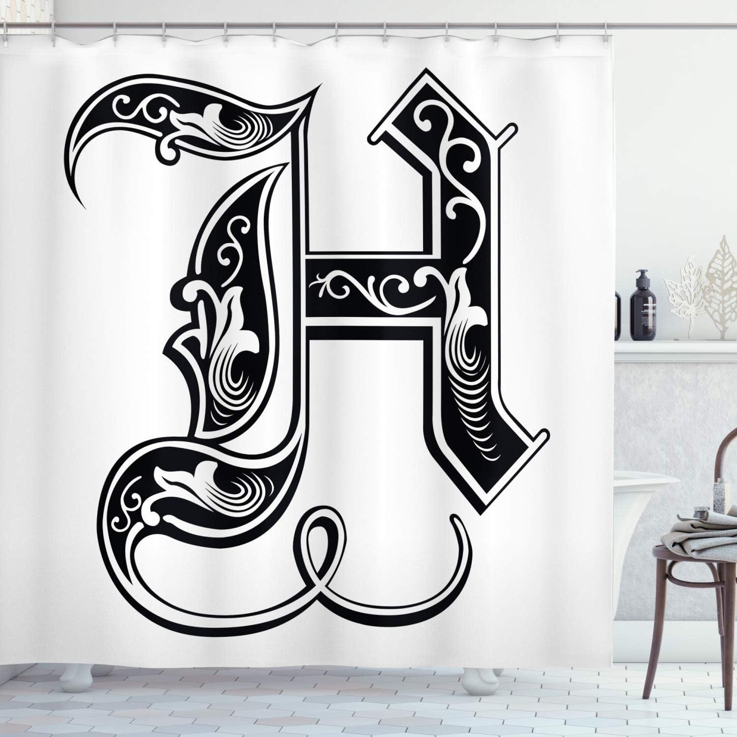 Ambesonne Aqua Shower Curtain, Line Stripes Bold and Thin, 69"Wx75"L, Seafoam White