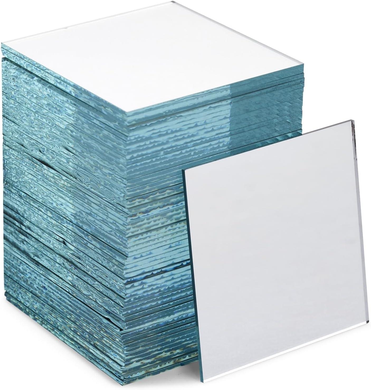 60 Pack Craft Square Mirror Mosaic Tiles 2" for DIY Projects Art & Crafts Home Decorations