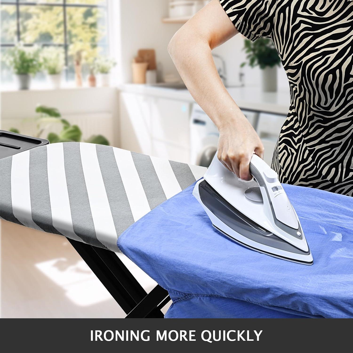 SheeChung 49"x15" Ironing Board Cover and Pad - with Elasticized Edges and 2 Connecting Straps,Premium Heavy Duty 4-Layer Silicone Coated Cover,Heat Reflective,Scorch Resistant