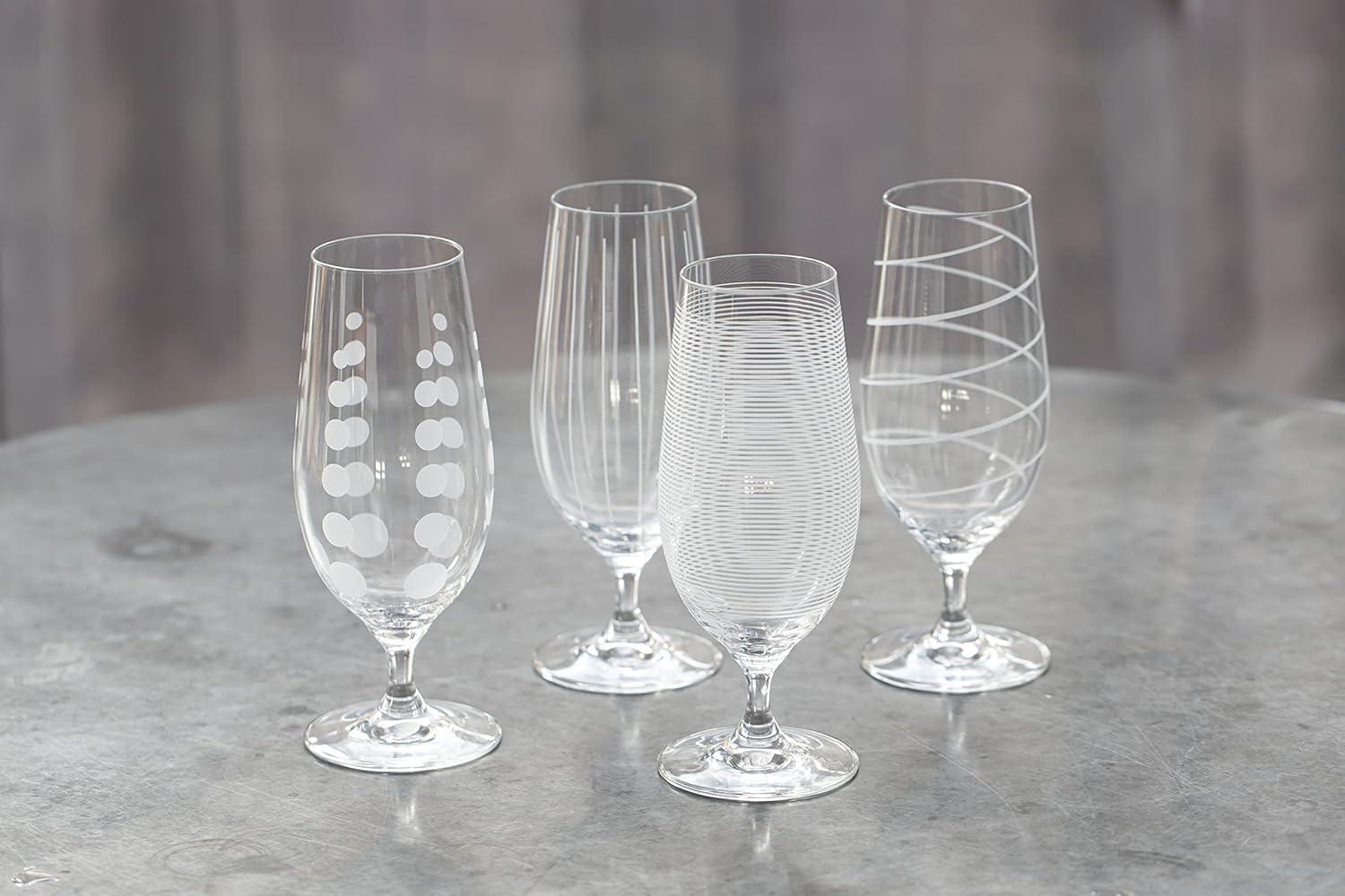 Mikasa 'Cheers' Beer Glasses/Craft Beer Glass Set with Decorative Etching, Crystal Glass, Silver Effect, 460 ml, Set of 4