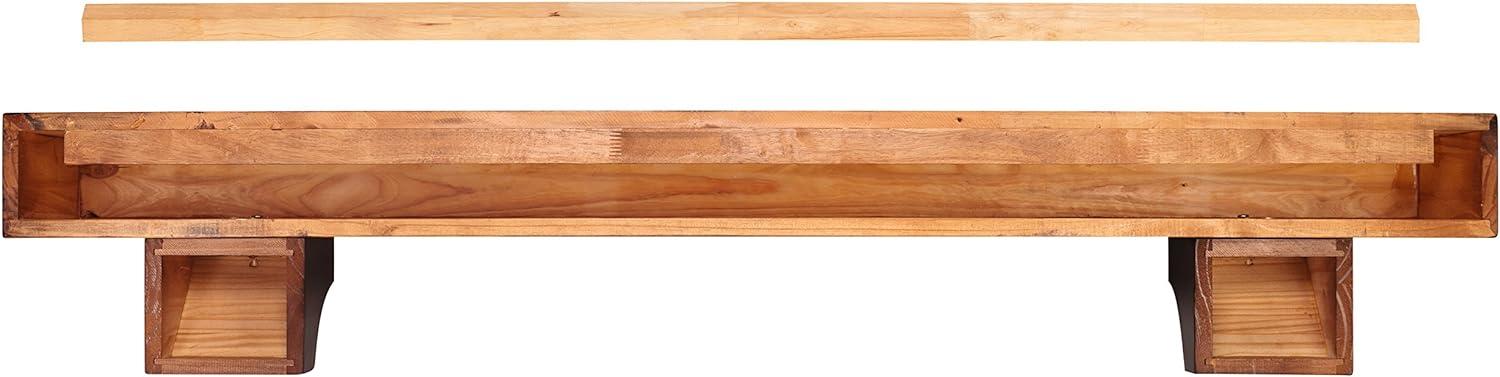 Rustic Distressed Cherry 60-Inch Wooden Fireplace Mantel Shelf