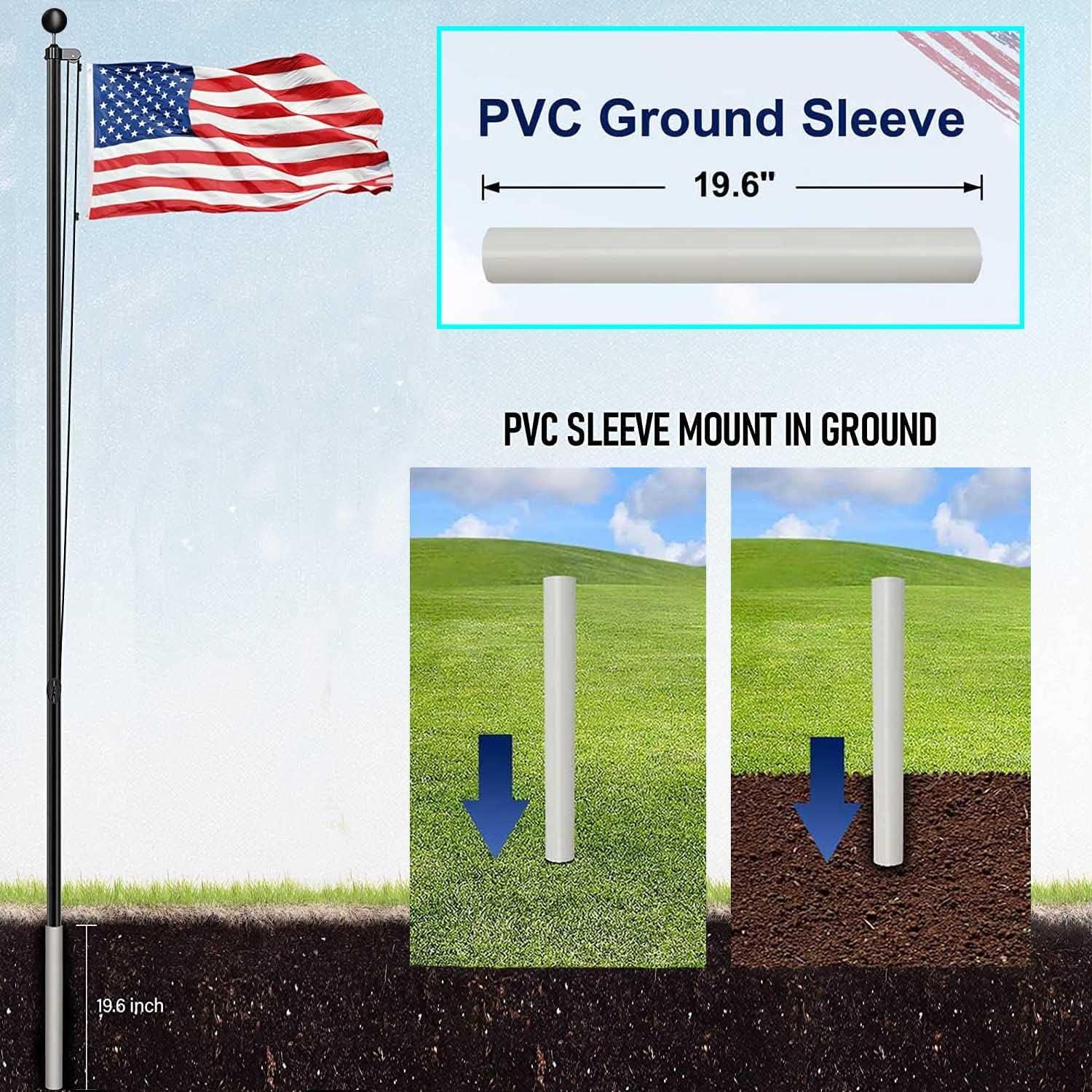 20 FT Sectional Flag Pole for Outside Inground, Heavy Duty Aluminum Flag Poles with 3'x 5' American Flag & Golden Ball Topper, Flag Pole Kit for Yard, Residential and Commercial