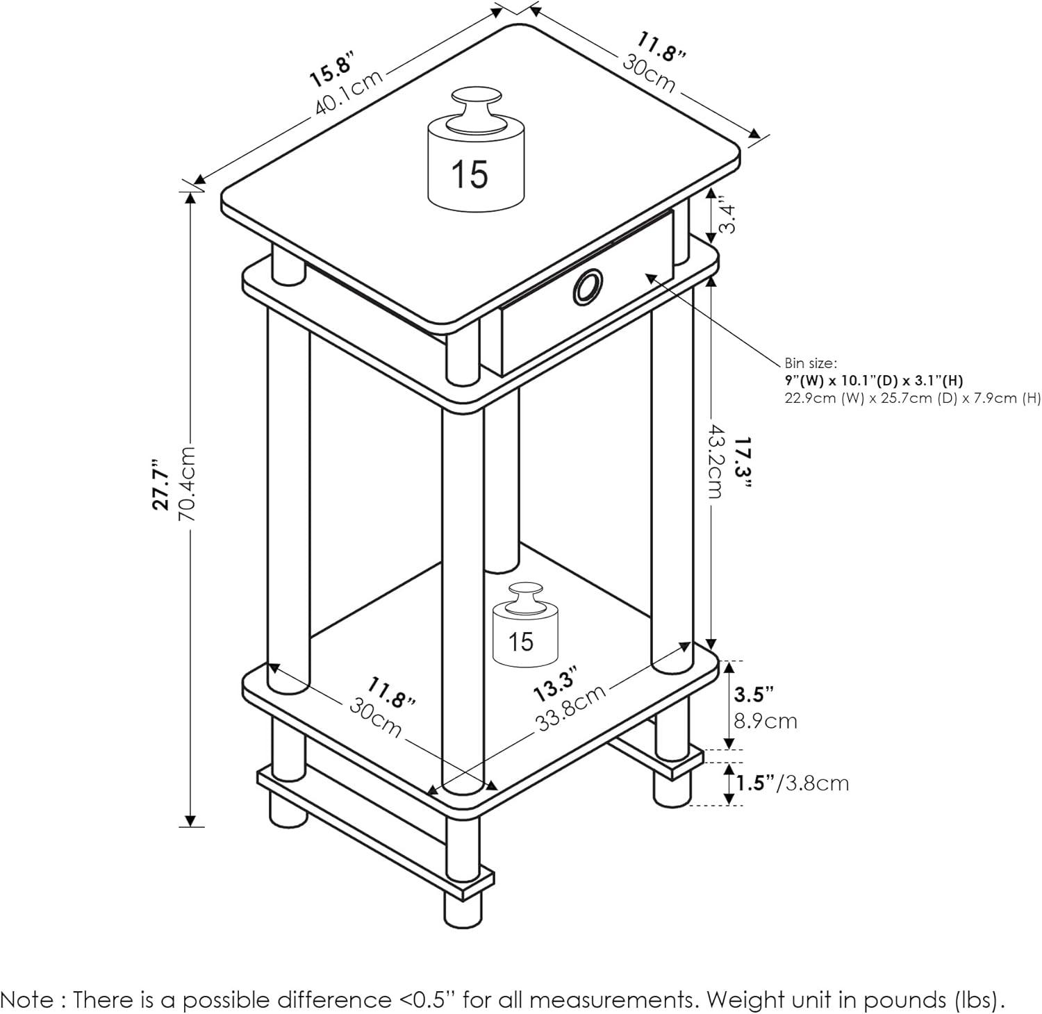 Espresso Wood and Metal Square End Table with Storage