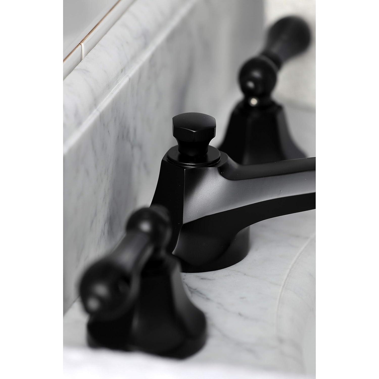 Kingston Brass Duchess Two-Handle 3-Hole Deck Mount Widespread Bathroom Faucet with Brass Pop-Up Drain
