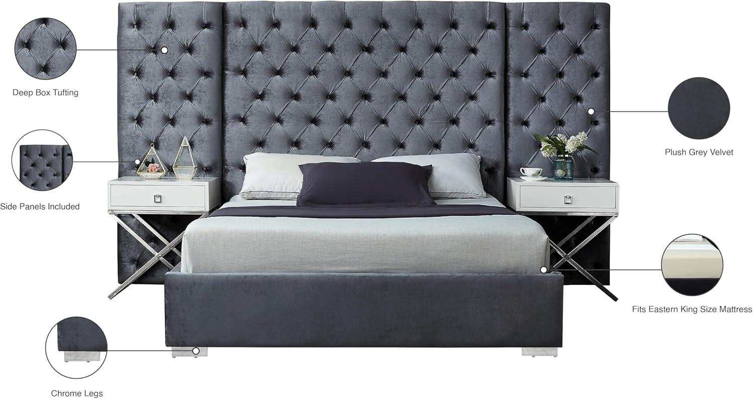 Maykoosh French Country Grey Velvet King Bed