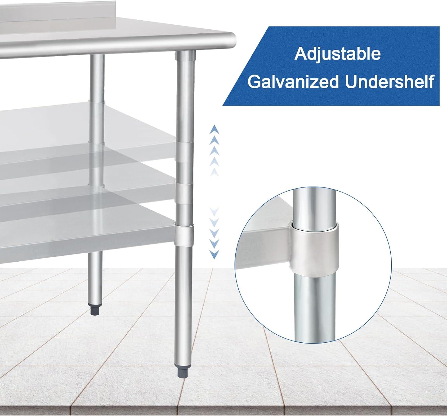 48x24 Inch Stainless Steel Commercial Prep Table with Undershelf