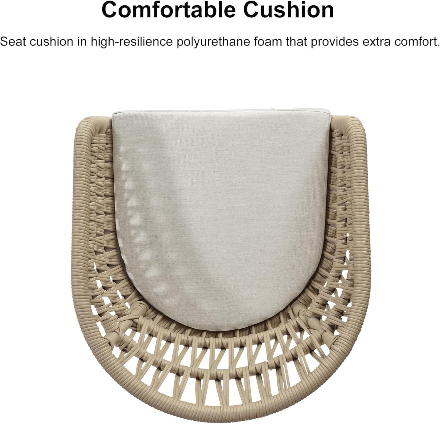 Champagne Aluminum and Rattan Bar Stools with Cushions, Set of 2