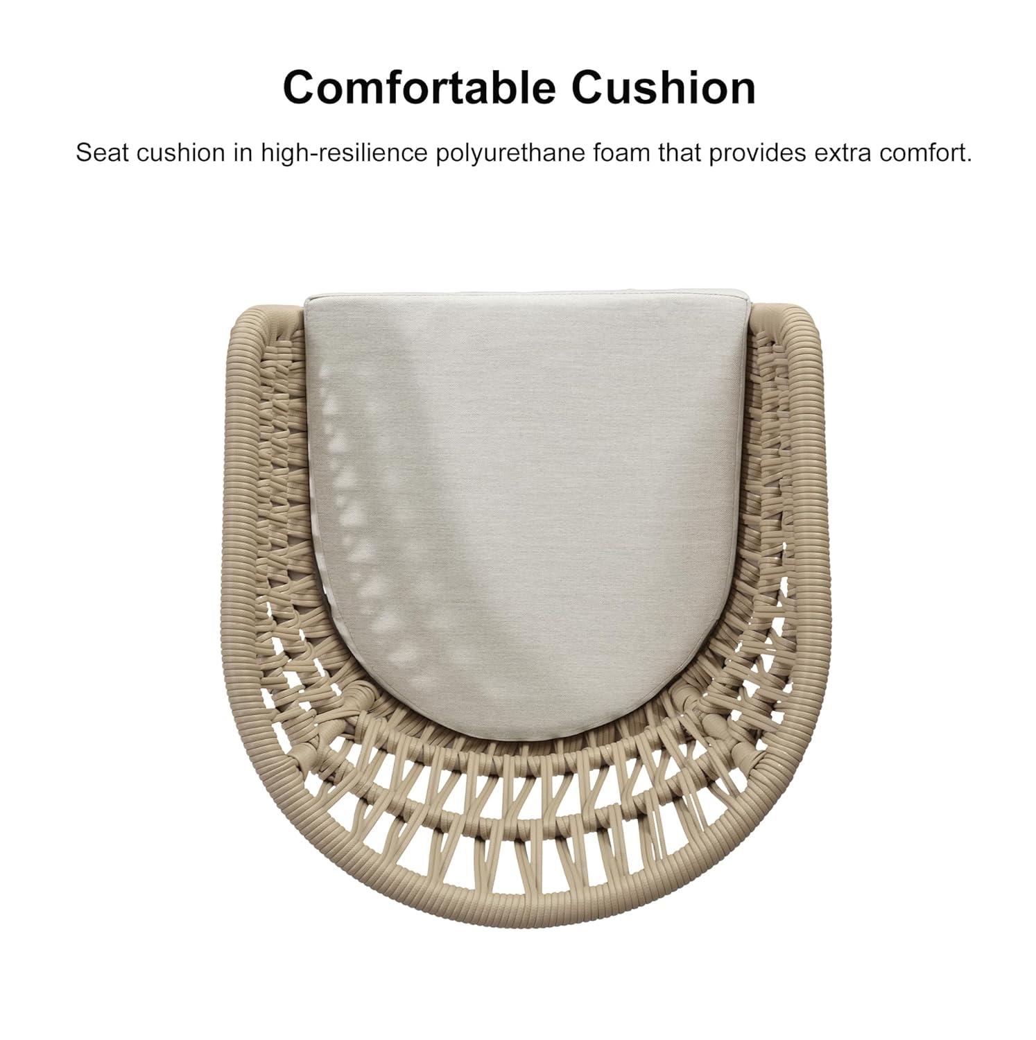 Champagne Aluminum and Rattan Bar Stools with Cushions, Set of 2