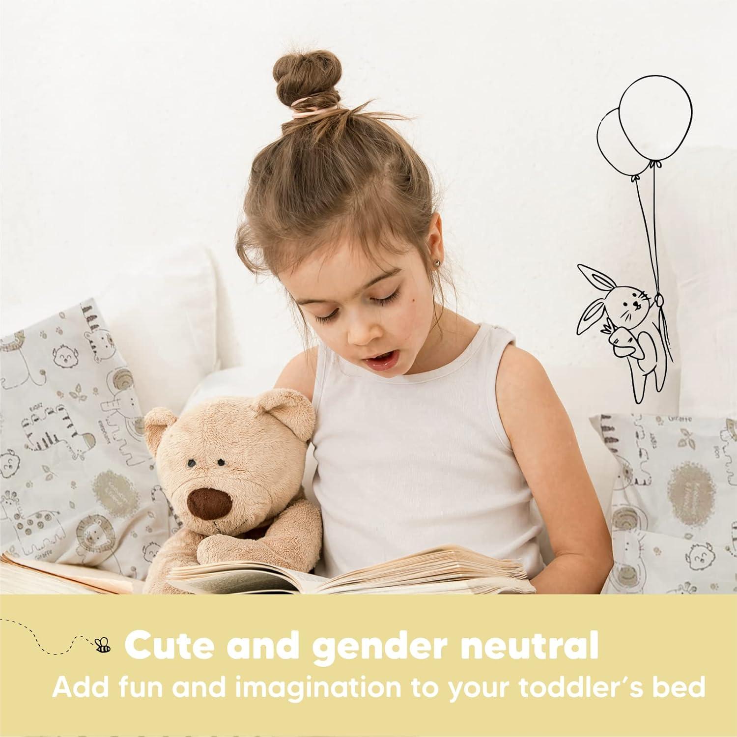 KeaBabies Toddler Pillow with Pillowcase, 13X18 Soft Organic Cotton Toddler Pillows for Sleeping, Kids Travel Pillow Age 2-5 (KeaSafari)