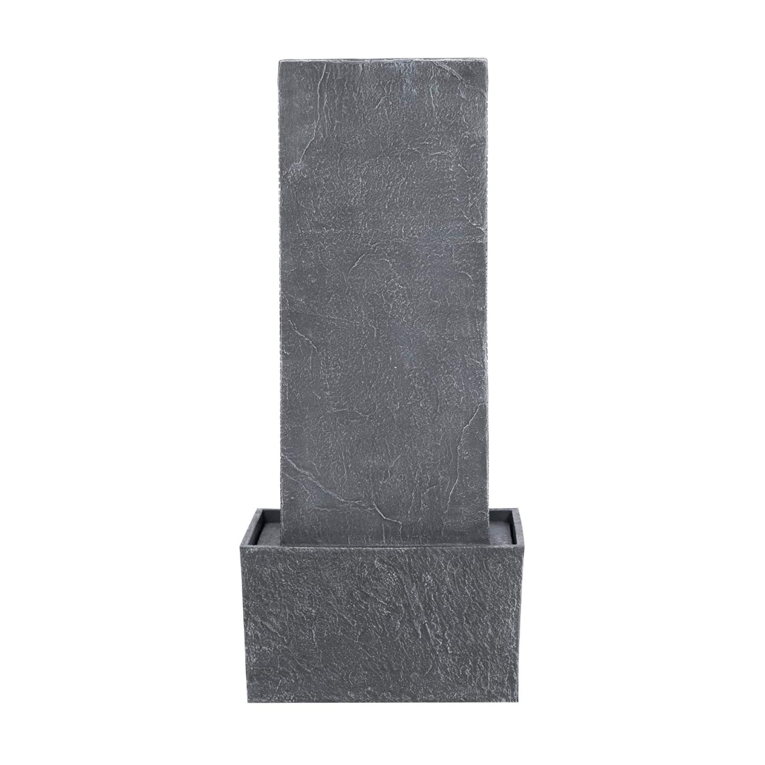 Wrought Studio™ Outdoor Water Fountain for Garden, Patio or Backyard-Freestanding Stone Design with Waterfall Feature & LED Lights