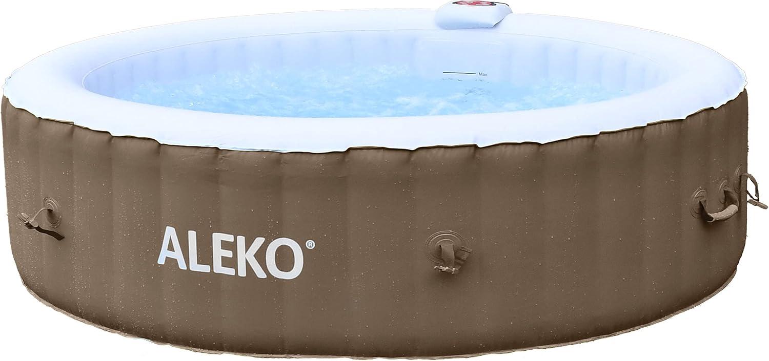 Aleko Brown and White Round Inflatable Hot Tub Spa