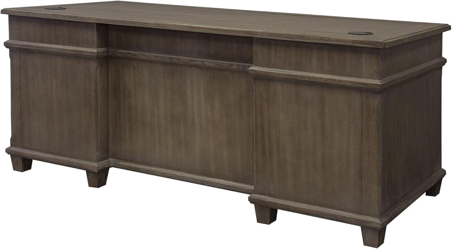 Carson Double Pedestal Desk Brown - Martin Furniture: Solid Wood, Veneers, No Assembly Required
