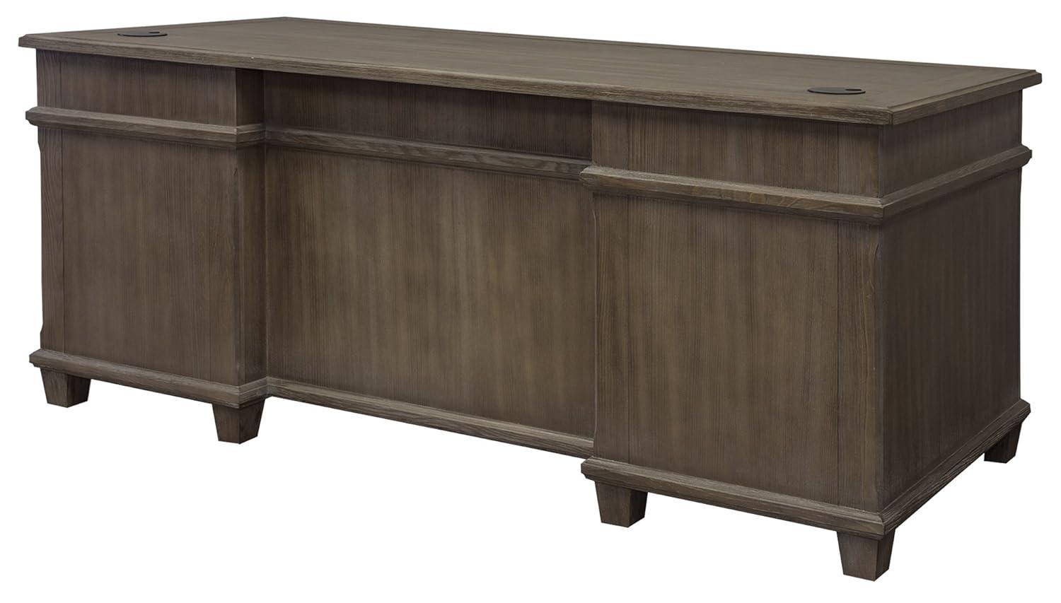 Carson Double Pedestal Desk Brown - Martin Furniture: Solid Wood, Veneers, No Assembly Required