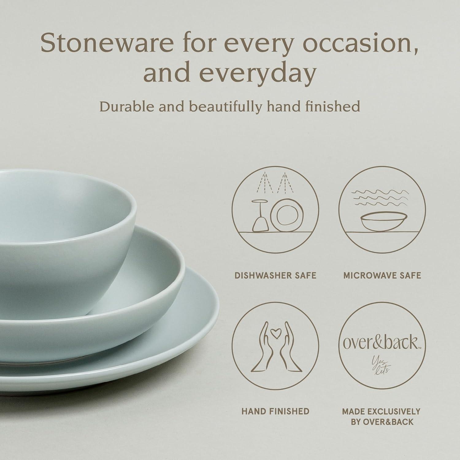 over&back Coupe 12-Piece Semi Hand-Finished Stoneware Dinnerware Set, Service for 4