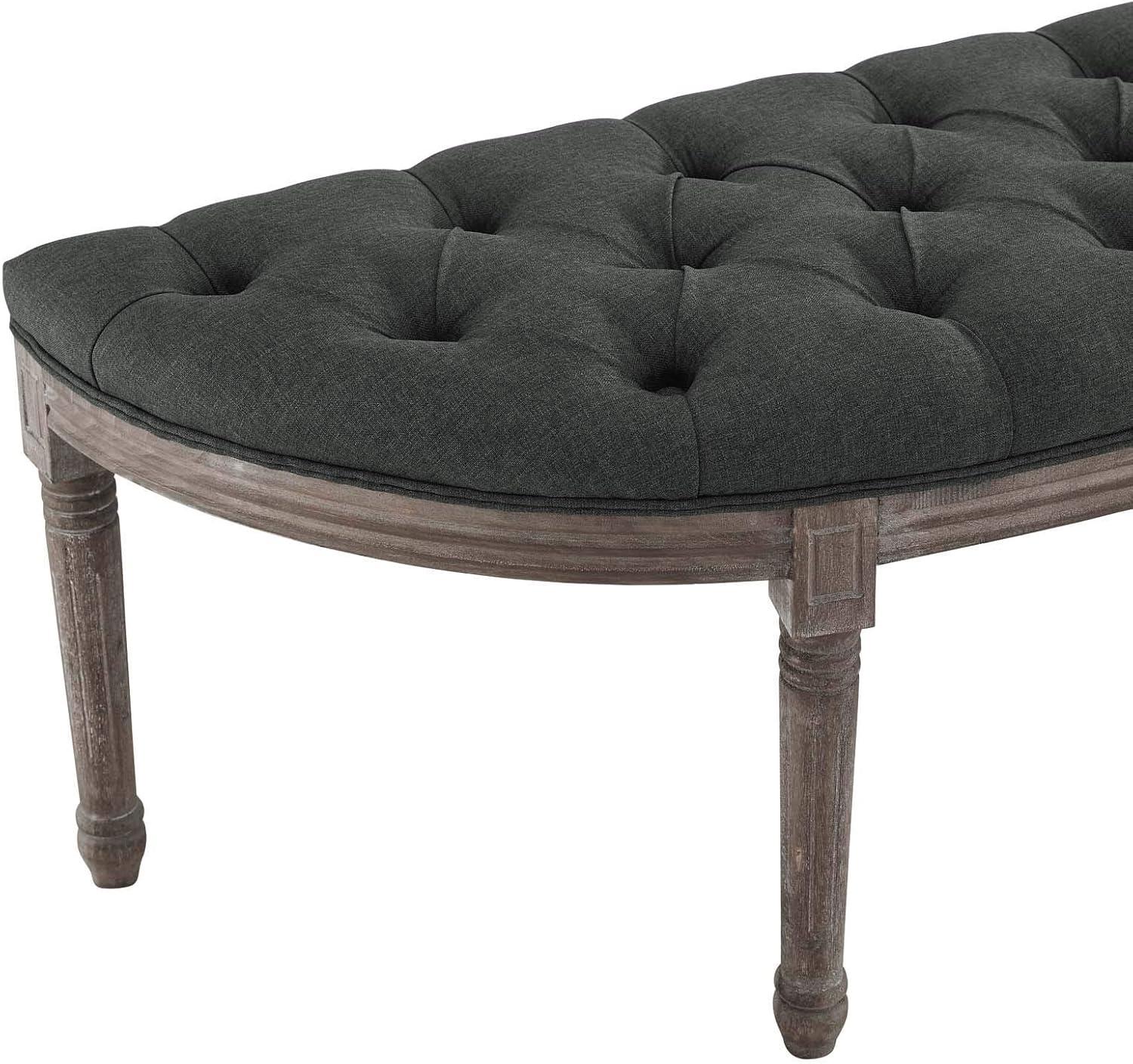 Modway Vintage French Upholstered Fabric Semi-Circle Bench