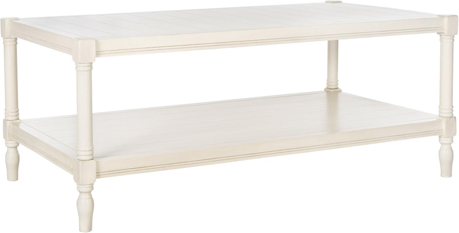 Coastal Cottage Charm White Pine Rectangular Coffee Table