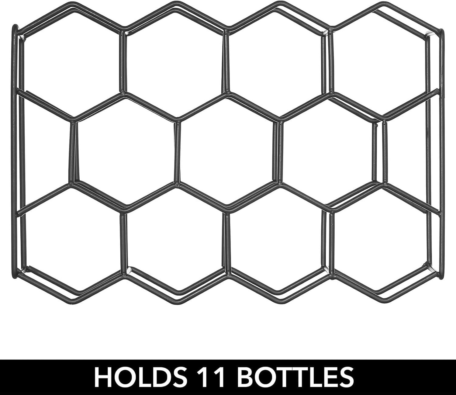 mDesign Hexagon 11 Bottle Wine Rack for Kitchen Counter or Fridge, Matte Black