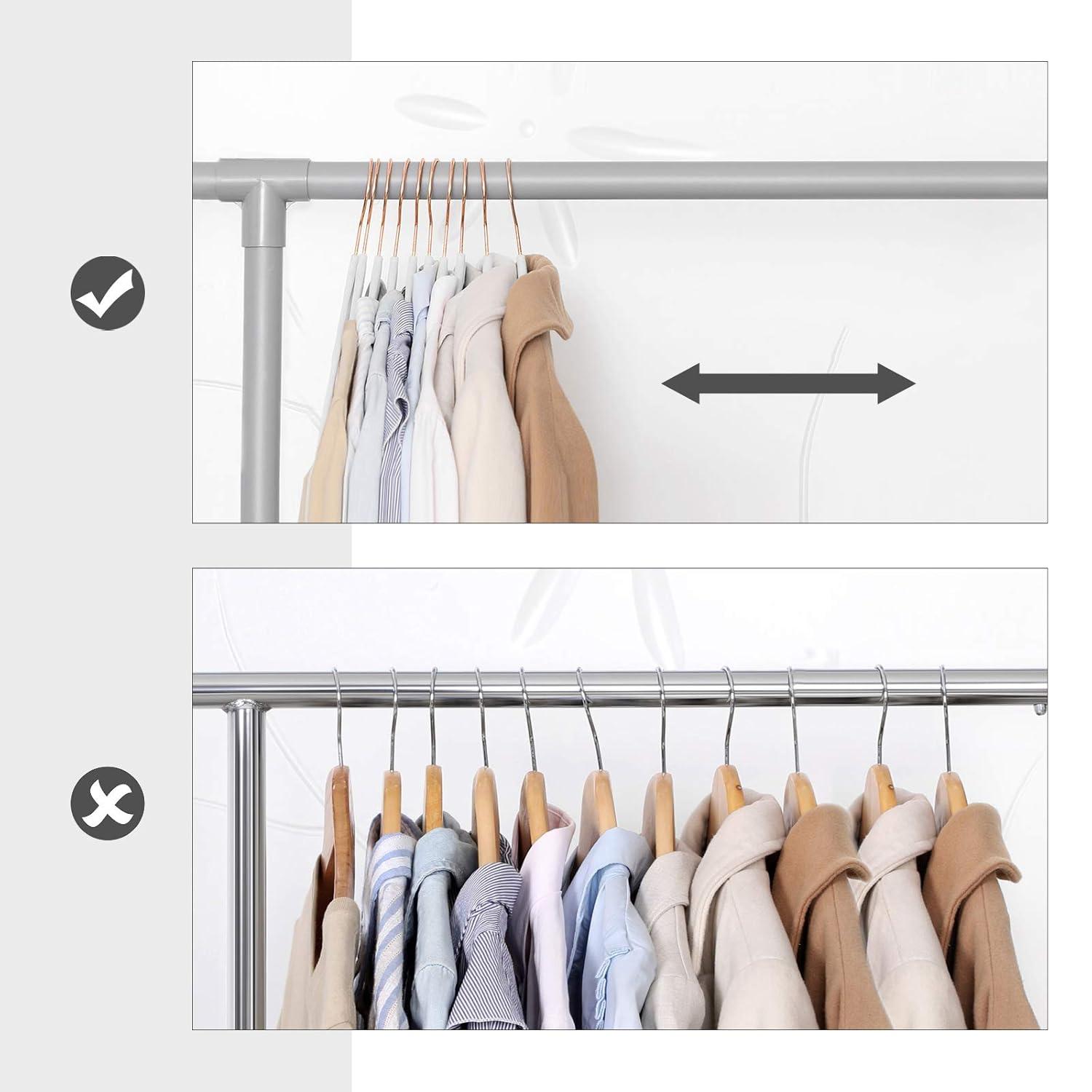 50 Pack Velvet Hangers Non-Slip Clothes Hanger with Rose Gold-Colored Swivel Hooks Space Saving White