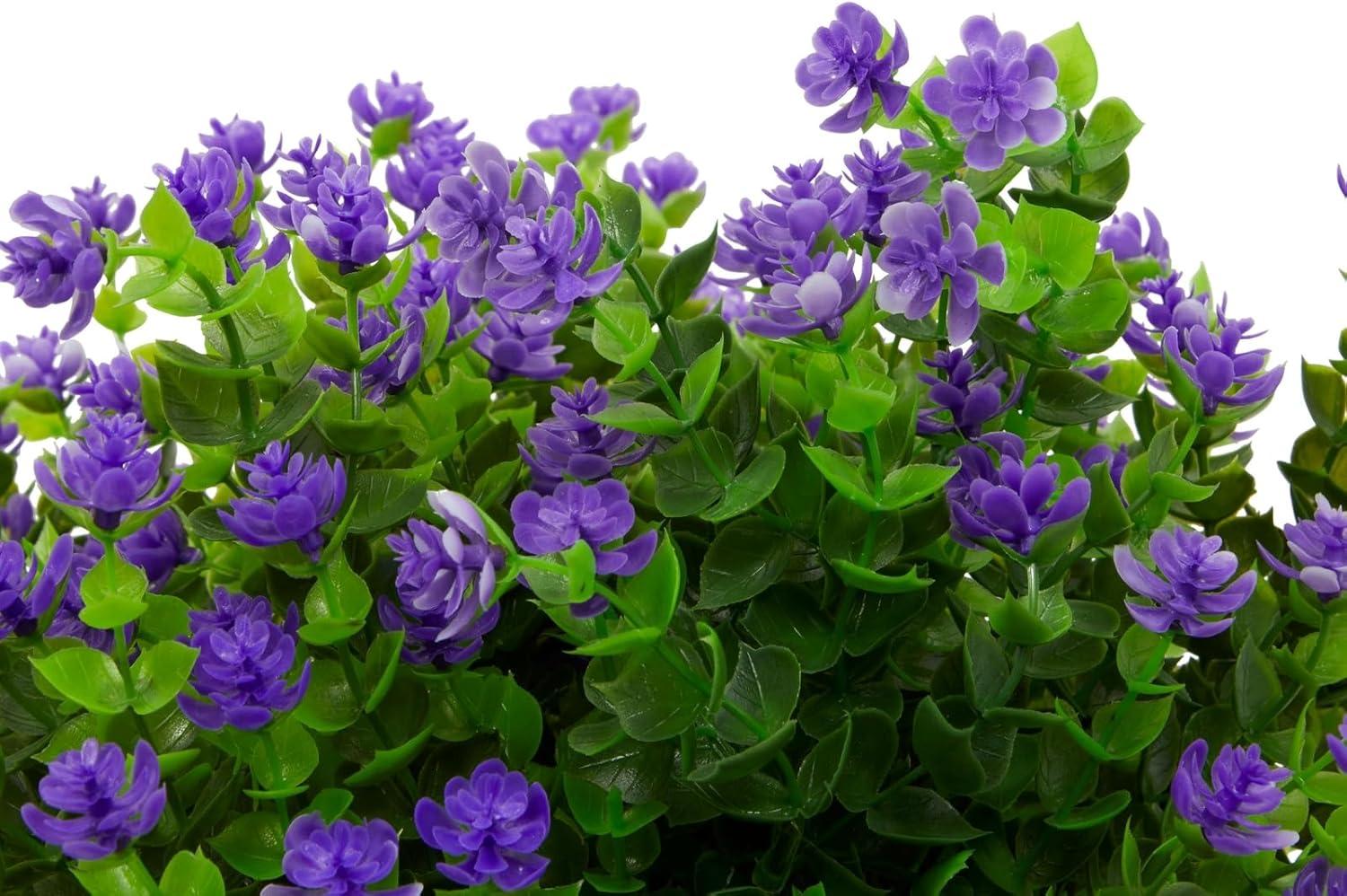 Bright Creations 6 Bundles Purple Artificial Flowers with 2 Cone Vases, Faux Fake Plant for Cemetery, Outdoor Decor (2.9 x 2.9 x 7 In)