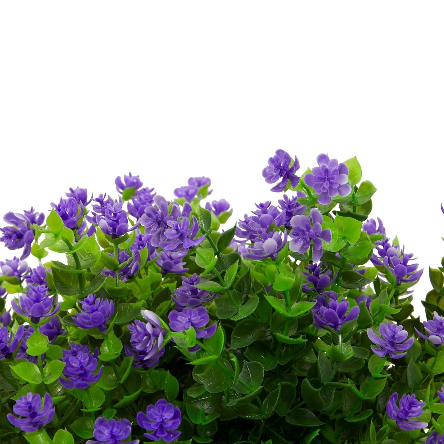 Bright Creations 6 Bundles Purple Artificial Flowers with 2 Cone Vases, Faux Fake Plant for Cemetery, Outdoor Decor (2.9 x 2.9 x 7 In)