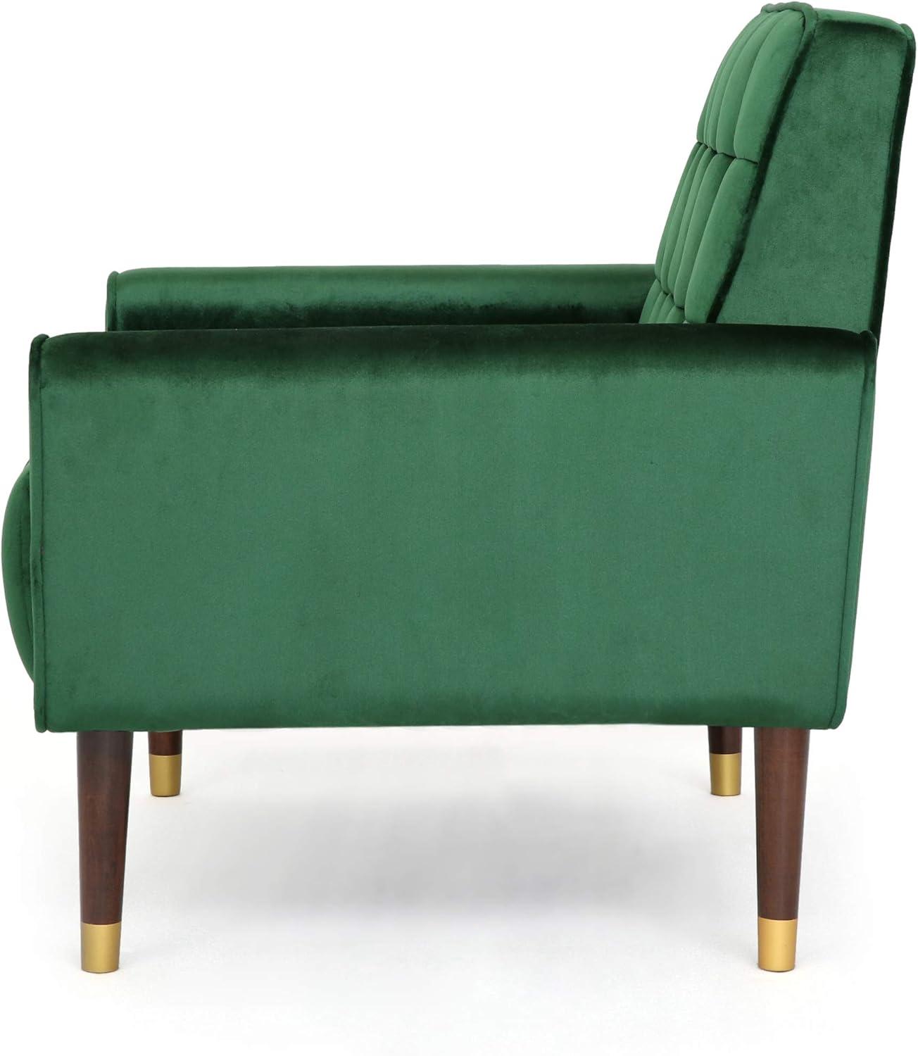 Bourchier Modern Glam Velvet Armchair Green - Christopher Knight Home: Upholstered Polyester, Plywood Frame
