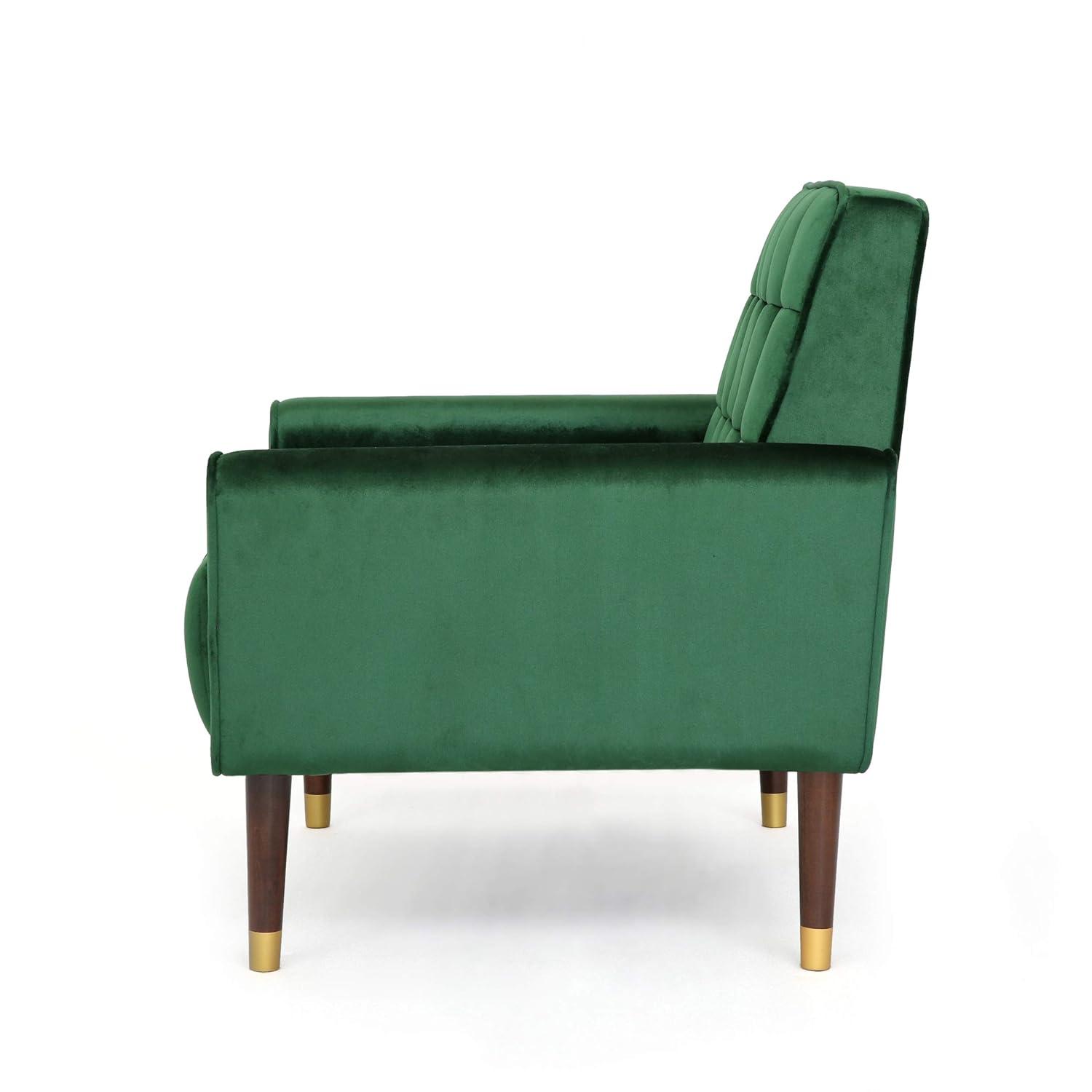 Bourchier Modern Glam Velvet Armchair Green - Christopher Knight Home: Upholstered Polyester, Plywood Frame