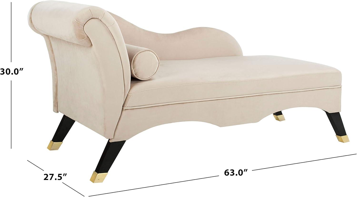 SAFAVIEH Caiden Retro Chic Velvet Chaise with Pillow, Tan/Espresso