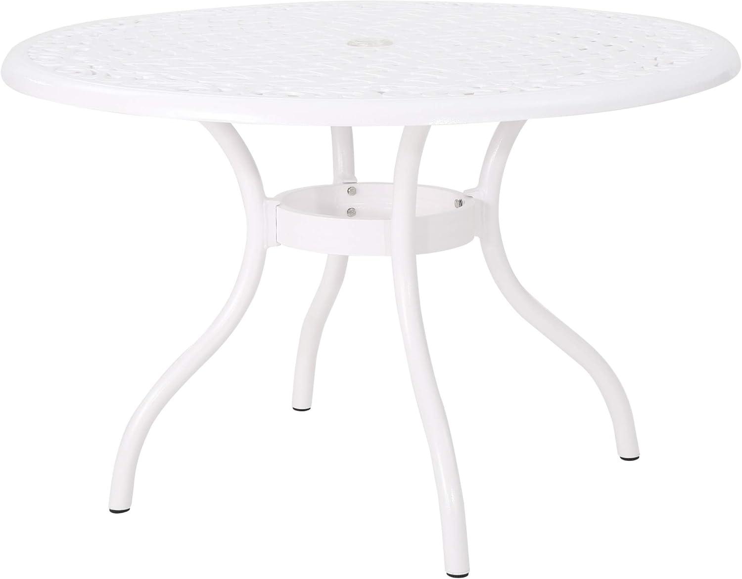 Elegant White Cast Aluminum Floral Lattice Outdoor Dining Table