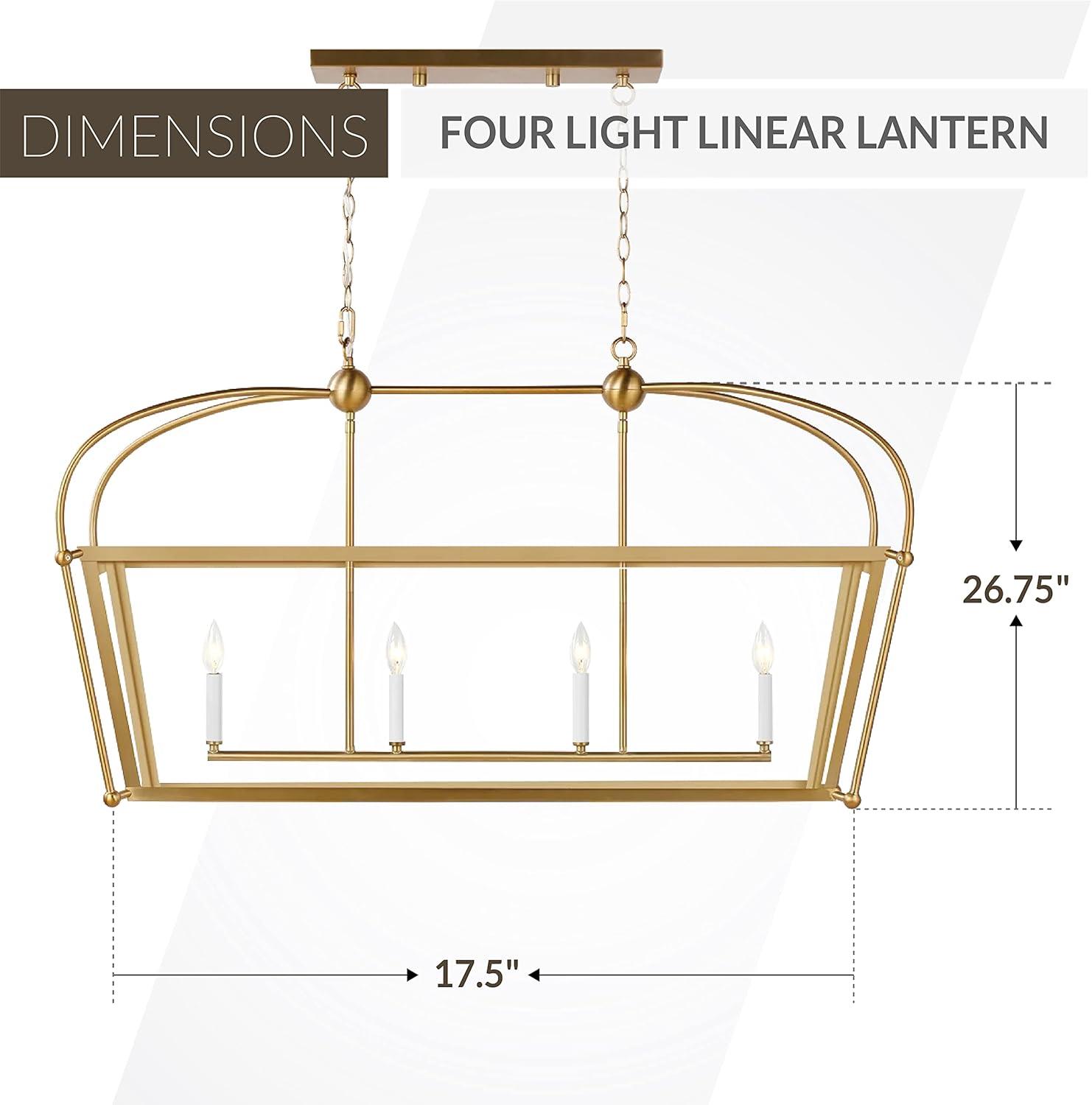 Satin Brass Elegance 4-Light Linear Pendant for Indoor/Outdoor